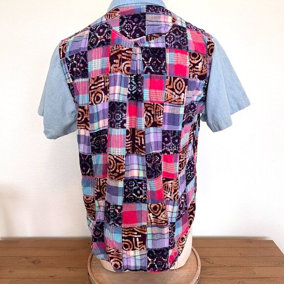 90's Unique Funky Patchwork Shirt - Unisex - Gender Neutral - Size Large - Picture 7 of 10